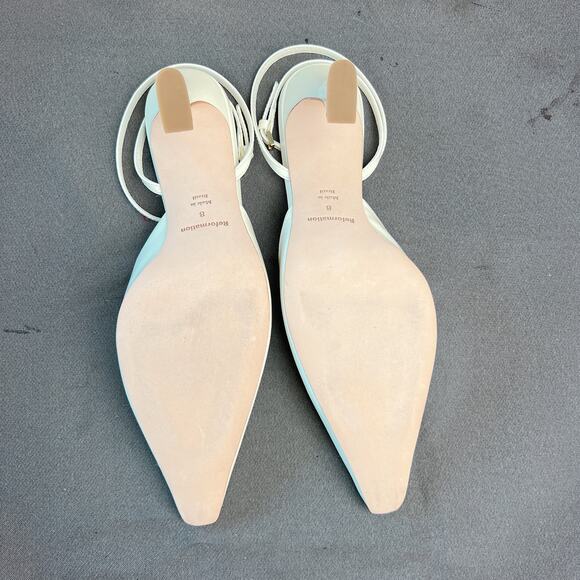 Reformation Natasha White Patent Slingback Pumps Sz 8 - Picture 3 of 5